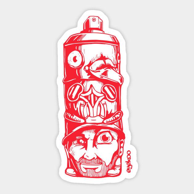 SprayCan Totem - Red Sticker by Eyekoo